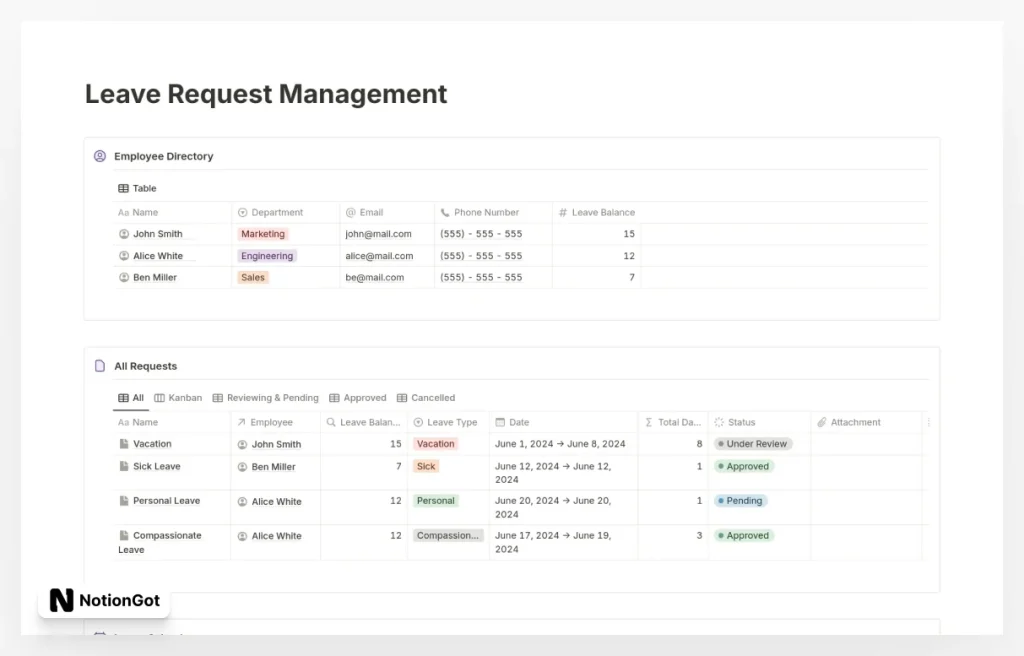 Leave Request Management Template