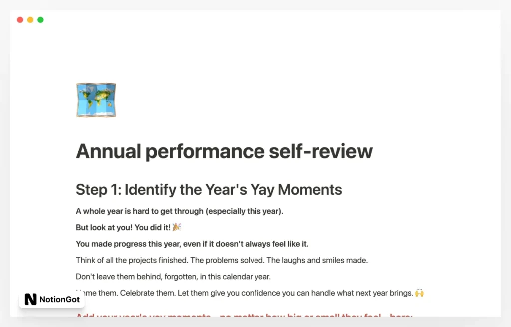 Annual performance self-review