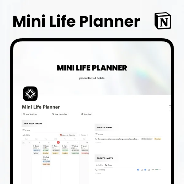 Free Mini Life Planner (Productivity & Habits) for Notion